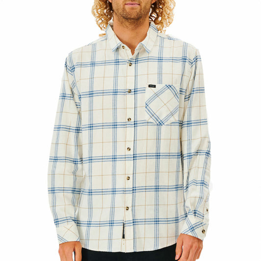 Men’s Long Sleeve Shirt Rip Curl Checked in Flannel Franela White