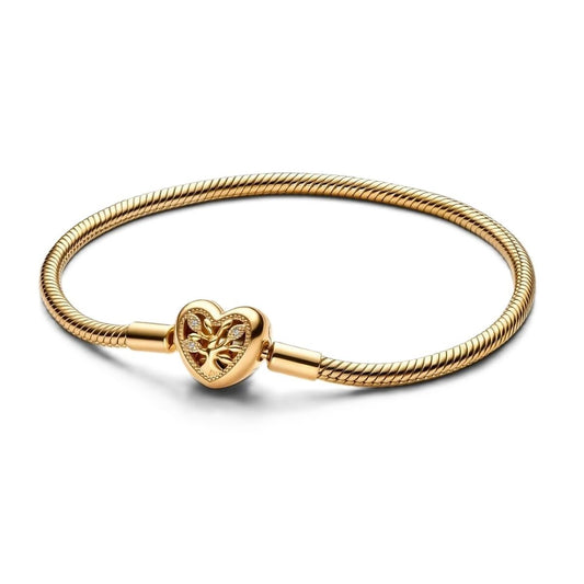 Ladies' Bracelet Pandora FAMILY TREE HEART CLASP SNAKE CHAIN - SIZE 19 19 cm Golden Pandora