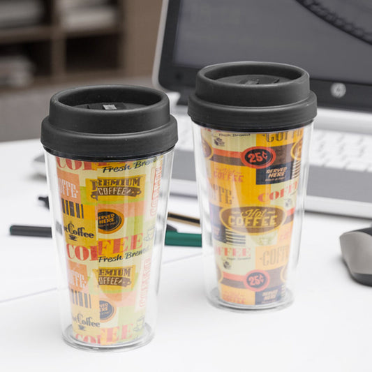 Coffee Cup with Lid and Double Wall BigBuy Cooking