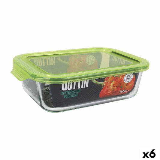 Lunch box Quttin Rectangular 1L 22 x 15,5 x 6,5 cm (6 Units)