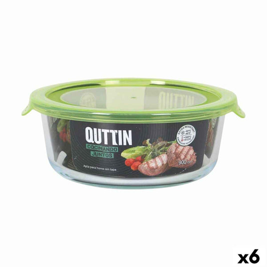 Lunch box Quttin Green 900 ml 19 x 18 x 7 cm (6 Units)