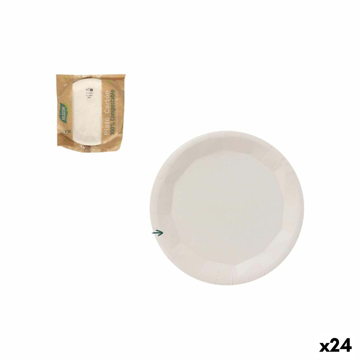 Plate set Algon White 10 Pieces (24 Units)