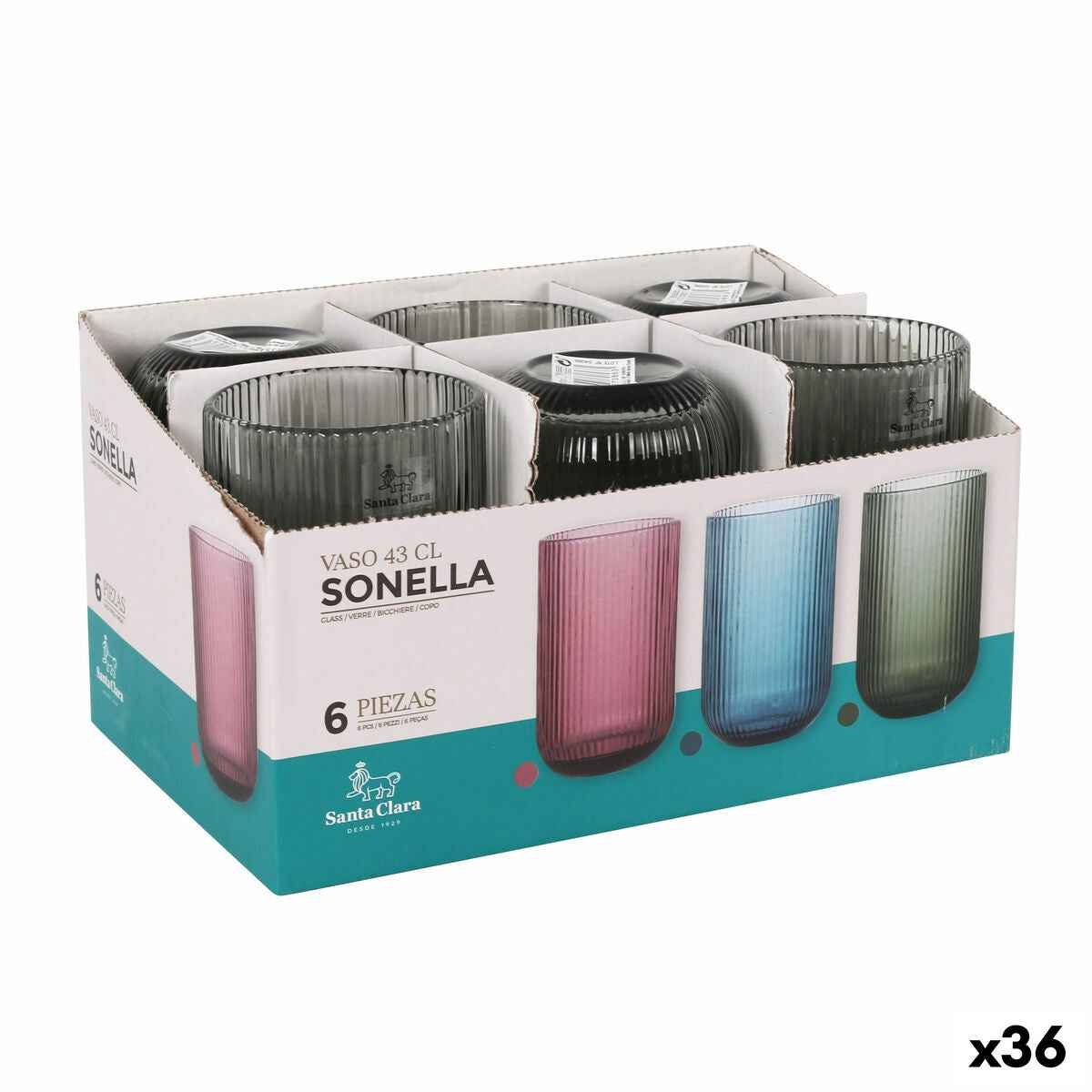 Glass for water Santa Clara Sonella Green 430 ml (36 Units)