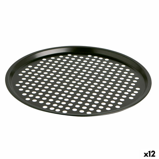 Pizza Mould Quid Sweet Grey Black Metal 30 x 0,9 cm (12 Units)