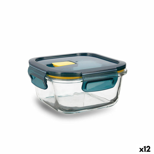 Hermetic Lunch Box Quid Astral Blue Glass 520 ml 13,6 x 13,6 x 7 cm (12 Units)