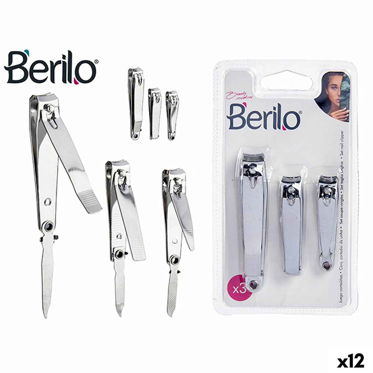 Nail clipper Berilo 1703239 Silver Metal (12 Units)