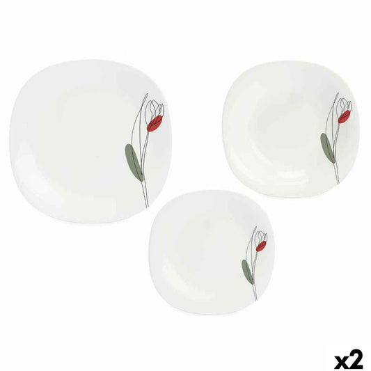 Dinnerware Set Vivalto LFP-110/85-LFTP-90 2 White Opaline glass (2 Units)