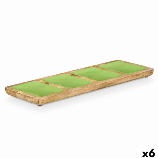 Tray with Compartments GiftDecor MALI-941 G Green 46 x 3 x 17 cm (6 Units)