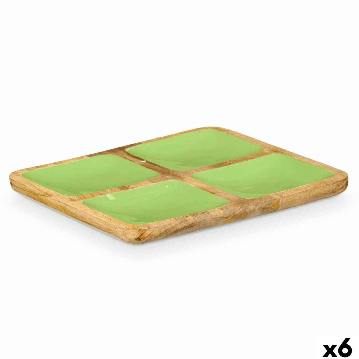 Tray with Compartments GiftDecor MALI-991 G Green 31 x 3 x 3 cm (6 Units)