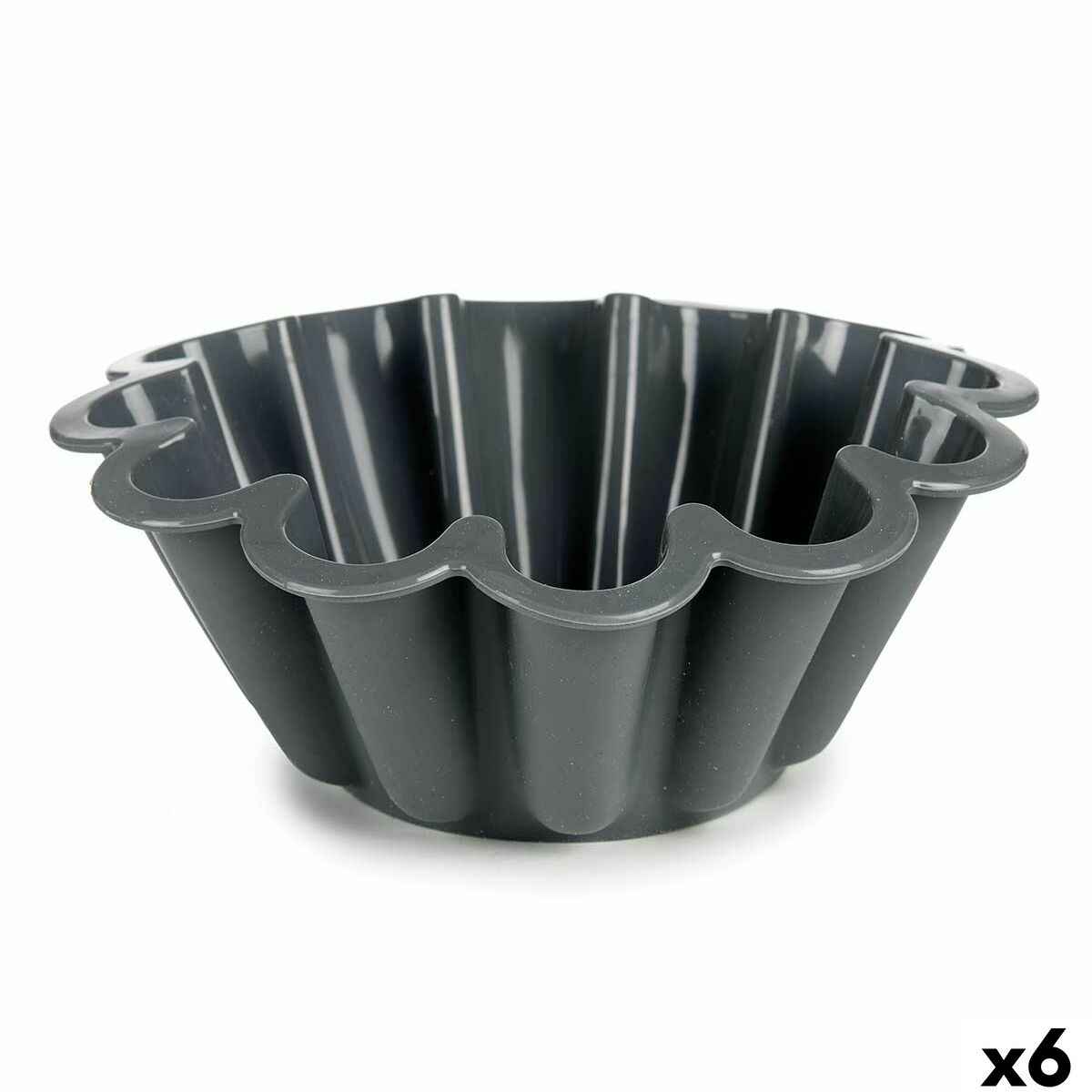 Baking Mould Kinvara HH477 Light grey Dark grey Silicone 1,5 L 24,5 x 10 x 24,5 cm (6 Units)