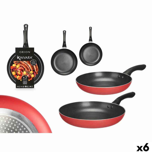 Set of pans Kinvara 4 Black Red Aluminium Bakelite 22,5 X 4,3 cm 26 x 4,7 cm (6 Units)