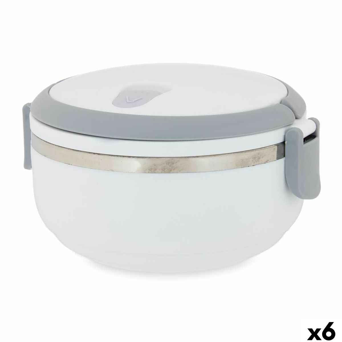 Lunch box Kinvara SW8034A-1 1 White Grey Anthracite Stainless steel polypropylene 700 ml 16 x 9 x 14,5 cm (6 Units)